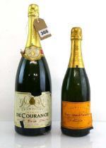 2 old bottles of Champagne, 1x Magnum of Charles De Courance Brut Champagne 150cl & 1x Veuve