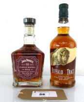 +VAT 2 bottles of Whiskey, 1x Jack Daniel's Single Barrel Rye Tennessee 45% 70cl & 1x Buffalo