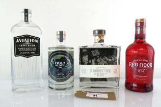 +VAT 4 bottles of Gin, 1x Aviation American Gin 42% 70cl, 1x Prohibition Limited Edition Gin with