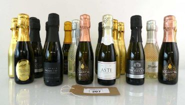 +VAT 20 mini 20cl bottles of Italian Sparkling / Prosecco, 4x Rose, 15x Brut & 1x Asti (Note VAT