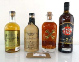 +VAT 4 bottles of Rum, 1x Havana Club 7 Anos Cuban Rum 40% 1 litre, 1x Beckford's Henry Golden Rum