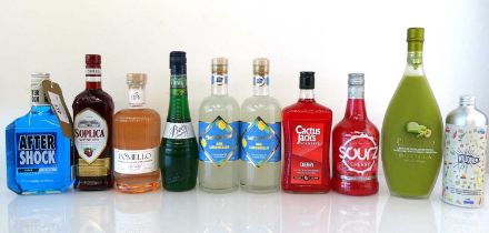 +VAT 10 bottles, 1x Bottega Pistacchio liqueur 17% 50cl, 2x Gin Limoncello 25% 70cl, 1x Soplica