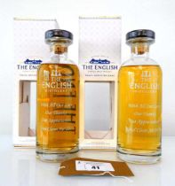 +VAT 2 bottles of The English Distillery Single Malt Whisky with boxes and personalised labels 43%