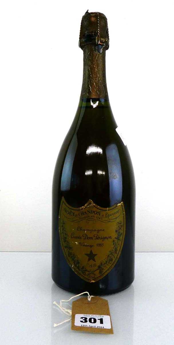 A bottle of Moet et Chandon Cuvee Dom Perignon Vintage 1985 Brut Champagne