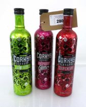 +VAT 10 bottles of Corky's Schnapps 15% 70cl, 5x Sour Apple, 2x Raspberry Glitter & 3x Sour