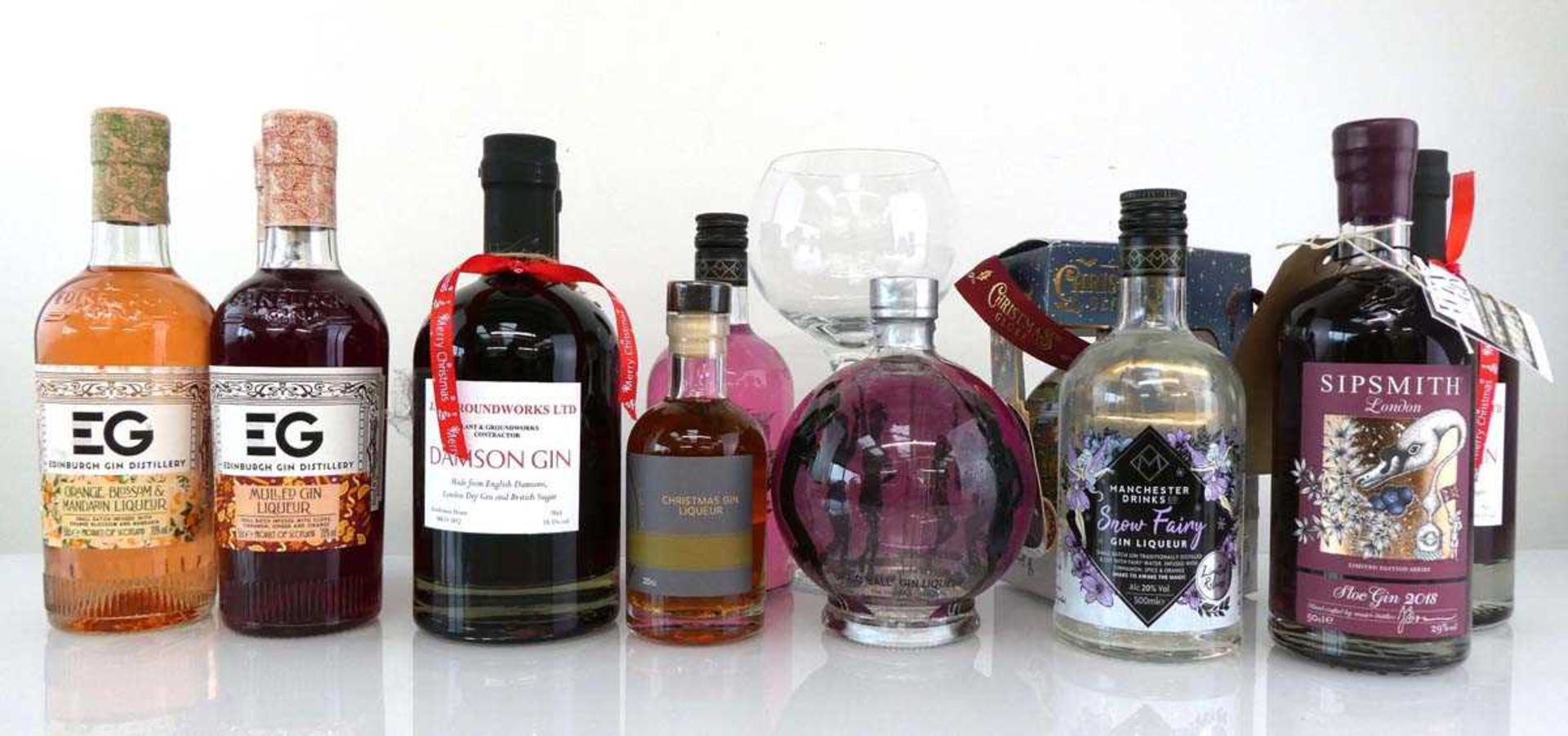 +VAT 11 assorted bottles, 1x Sipsmith Sloe Gin 2018 29% 50cl, 2x Edinburgh Mulled Gin Liqueur 20%