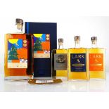 +VAT 4 various bottles of Lark Whisky from Tasmania, 1x The Christmas Cask 2023 Single Malt Whisky