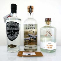 +VAT 3 bottles of Gin, 1x Arsenal FC Black Crystal Edition by Bohemian Brands 40% 70cl, 1x Dam