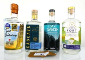 +VAT 4 bottles of Gin, 1x Sky Garden Galloway Gin 42% 70cl, 1x Fort Gin Portsmouth Dry Batch 007/