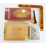 A Collection of 4 old boxes cigars & a Solingen 3 size Cigar Guillotine, 1x Justus Van Maurik