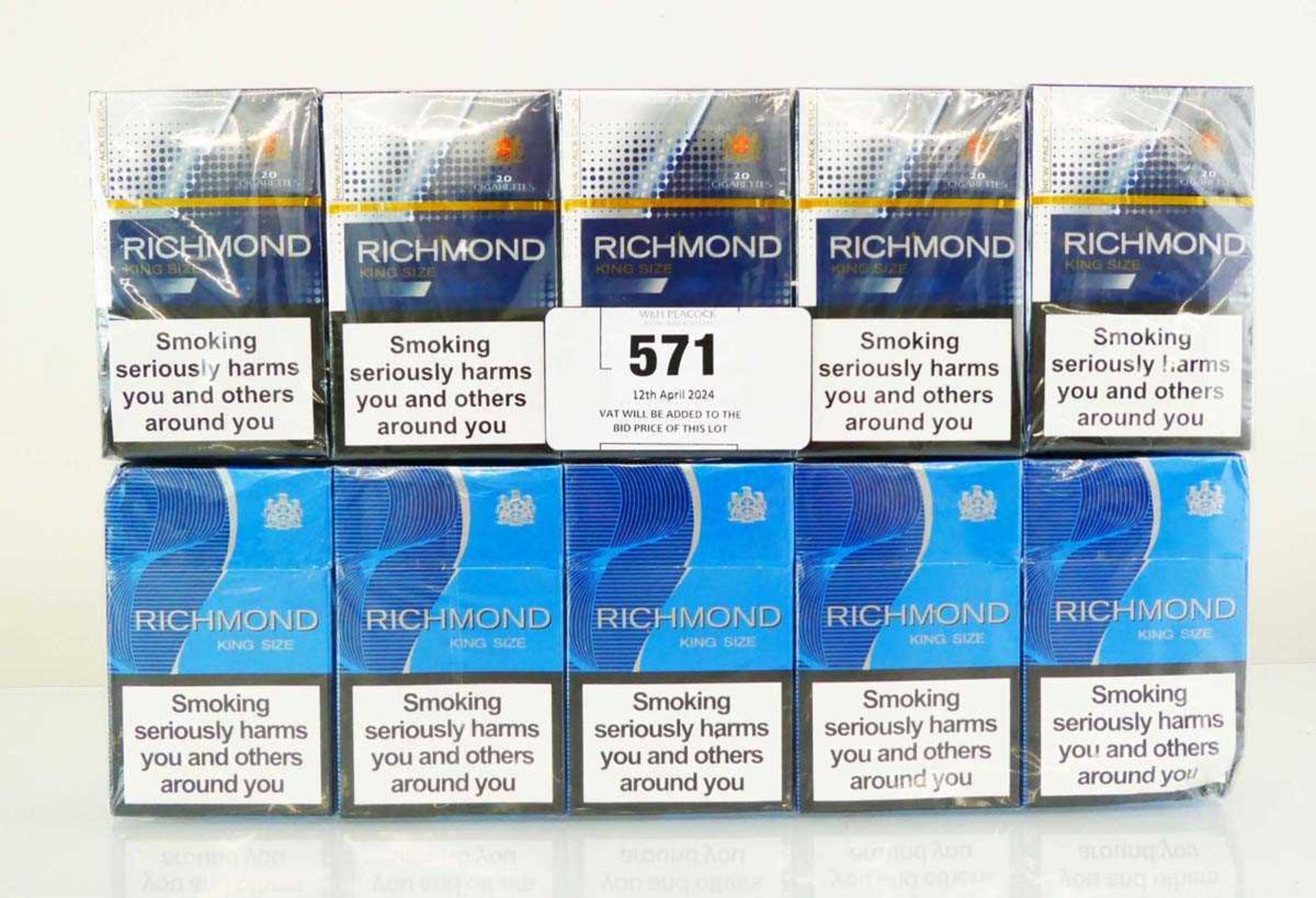 +VAT 2 cartons of 10 packs of 20 Richmond King Size Cigarettes (Note VAT added to bid price)