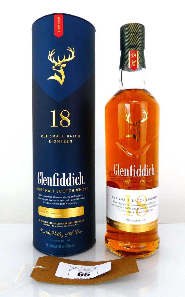 +VAT A bottle of Glenfiddich 18 OUr Small Batch Eighteen Single Malt Scotch Whisky with carton 40%