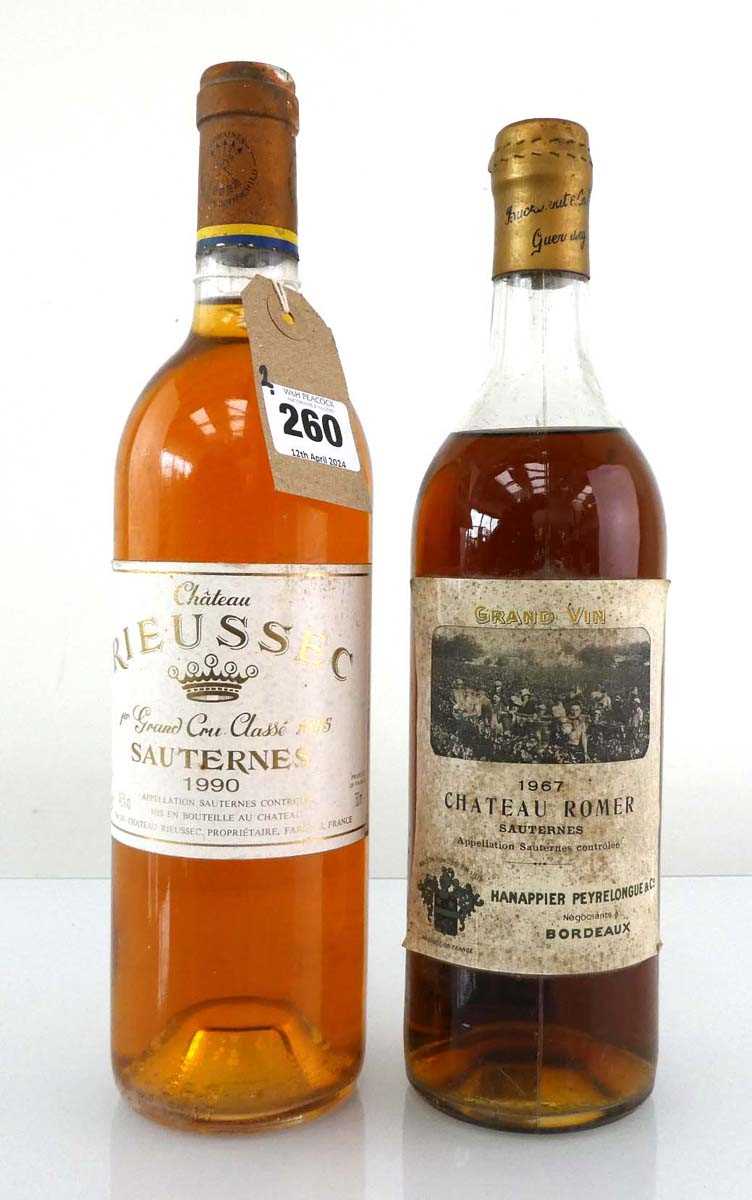 2 bottles of Sauternes Dessert Wine, 1x 1967 Chateau Romer Second Growth Deuxieme Cru Classe in 1855 - Image 2 of 3