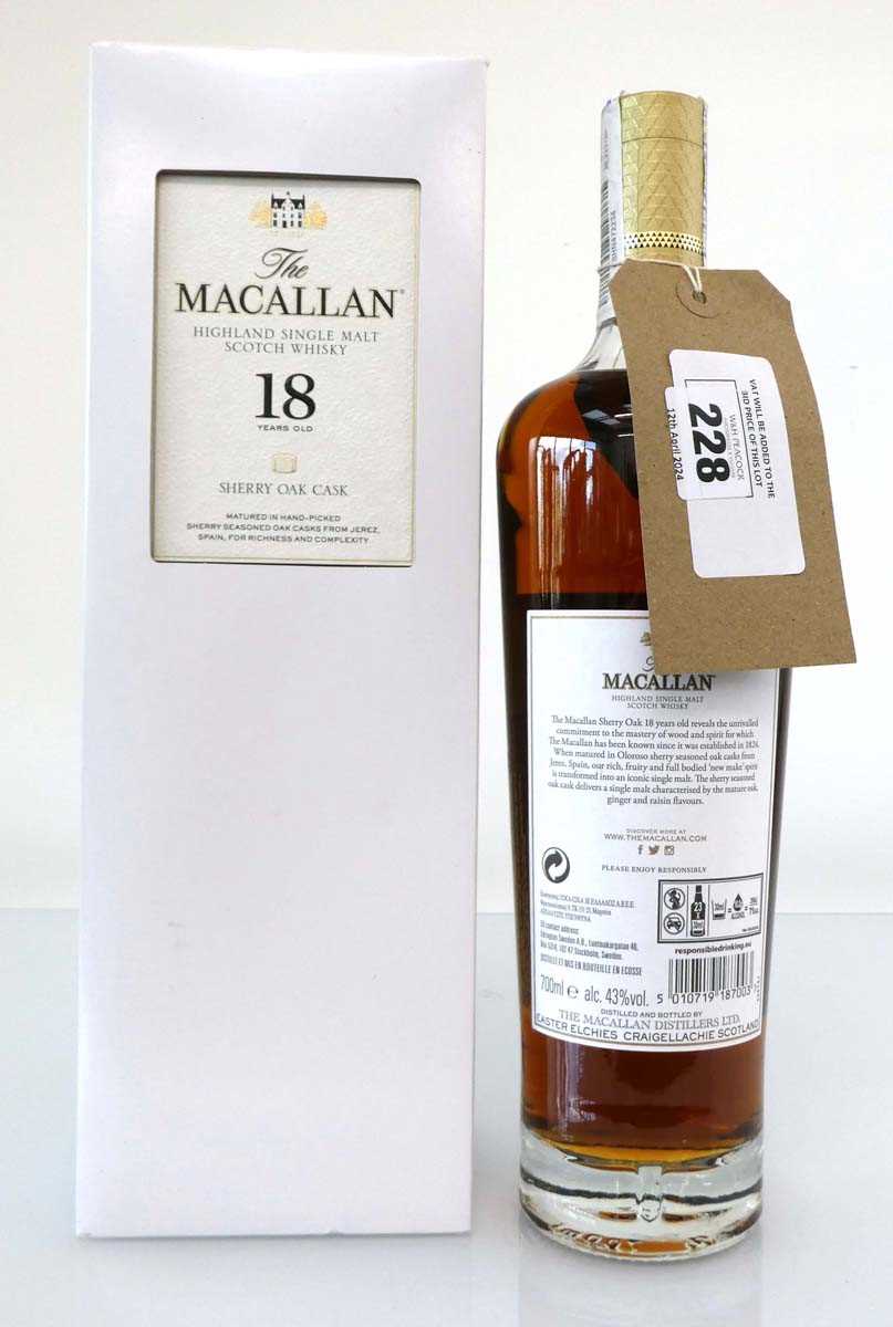 +VAT A bottle of The MACALLAN 18 Years Old Sherry Oak Cask Highland Single Malt Scotch Whisky with - Image 2 of 2