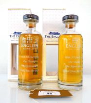 +VAT 2 bottles of The English Distillery Single Malt Whisky with boxes and personalised labels 43%