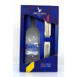 A large bottle of Grey Goose Vodka with 2 soda cans and box 40% 175cl