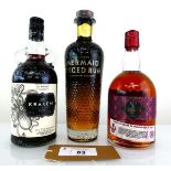 +VAT 3 bottles of Rum, 1x Mermaid Spiced Rum 38% 70cl, 1x Edinburgh Rum Official Heart of Midlothian