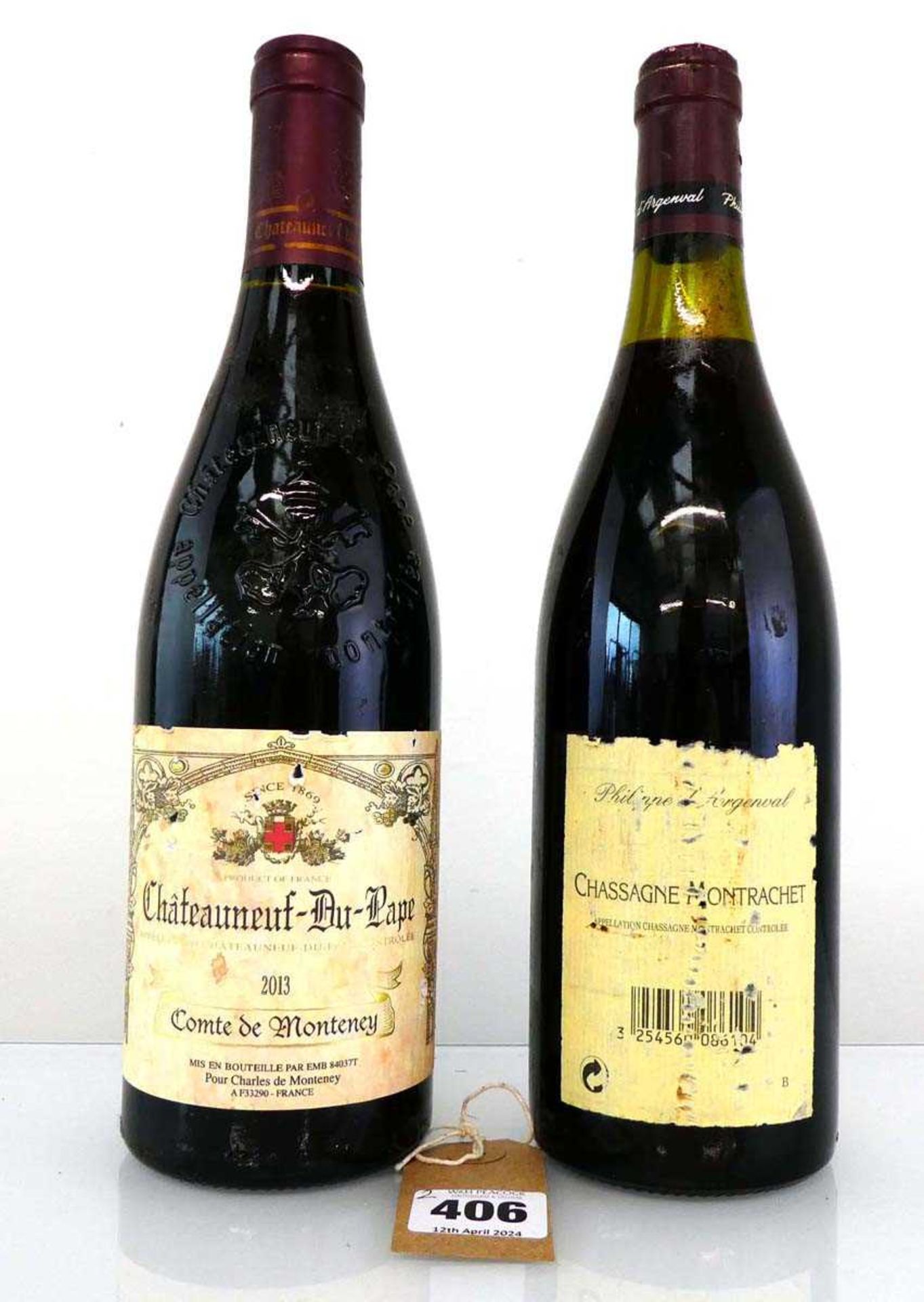 2 bottles, 1x Philippe d'Argenval Chassagne-Montrachet Rouge 1992 Cote de Beaune & 1x Comte de