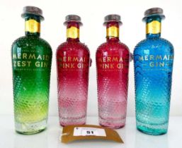 +VAT 4 bottles of Mermaid Gin from The Isle of Wight, 2x Pink Gin infused with Strawberries 38%