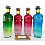 +VAT 4 bottles of Mermaid Gin from The Isle of Wight, 2x Pink Gin infused with Strawberries 38%