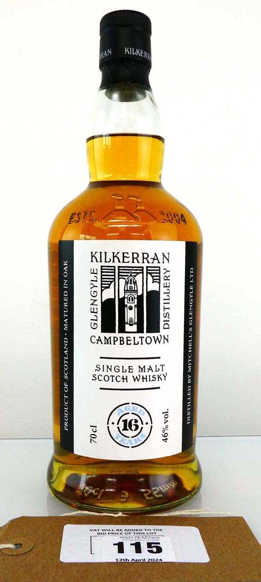 +VAT A bottle of Kilkerran 16 years old Single Malt Scotch Whisky 46% 70cl (Note VAT added to bid