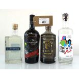 +VAT 4 bottles of Gin, 1x Cotswolds Dry Cloudy Christmas Gin 46% 70cl, 1x Dulwich London Dry Gin 43%
