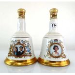 2 Bells Celebration Decanters for Queens 60th Birthday & Prince Andrews Marriage 1986 43%