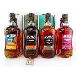 4 bottles of Jura Single Malt Scotch Whisky with cartons, 1x Cask Edition Red Wine Cask Finish 40%