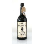 A bottle of Warre's 1977 Vintage Port (ullage top shoulder)