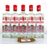 +VAT 5 bottles of Beefeater London Dry Gin, 40% 70cl (Note VAT added to bid price)