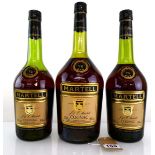 3 bottles of J&F Martell VS Cognac, old style 40% 1x 1.13 litre & 2x 68cl