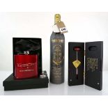 A bottle of 2019 Feuerheerd's 'Anchor' Reserva Tinto Douro, Portugal, 2x "Dam Busters 75" hip flasks