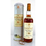 An old bottle of The MACALLAN 10 year old Sherry wood Single Highland Malt Scotch Whisky circa