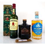 +VAT 3 bottles of Irish Whiskey, 1x J.J.Corry The Hanson Irish Whiskey46% 70cl, 1x The Sexton Single