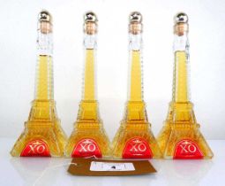 +VAT 4 small Eiffel Tower shaped bottles of XO French Brandy by Vinessen 40% 20cl each (Note VAT