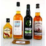 +VAT 3 bottles and a small bottle, 1x Smokehead Unfiltered Islay Single Malt Scotch Whisky 46% 70cl,