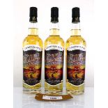 +VAT 3 bottles of The Compass Box The Peat Monster Blended Malt Scotch Whisky 46% 70cl (Note VAT