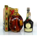 2 old bottles, 1x John Haig & Co Ltd Dimple with box circa 1960s 70 proof 26 2/3 fl oz & 1x DOM