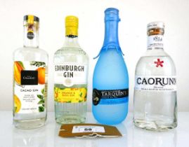 +VAT 4 bottles of Gin, 1x Tarquin's Cornish Dry Gin 42% 70cl, 1x Caorunn Scottish Gin Copper Berry