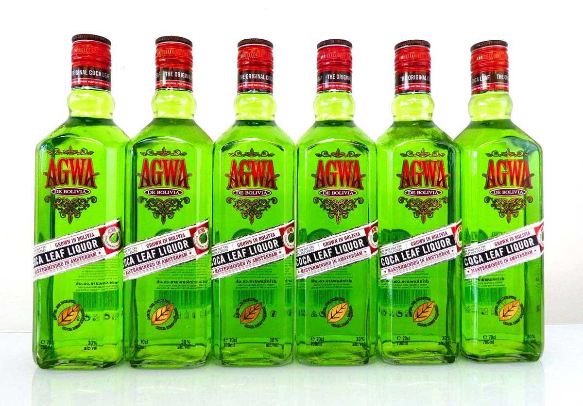 +VAT A box of 6 bottles of AGWA De Bolivia Coco Leaf Liquor 30% 70cl (Note VAT added to bid price)