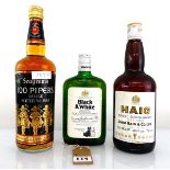 3 old bottles of Scotch Whisky, 1x Half size Black & White by Buchanan's circa 1960's, 1x Haig