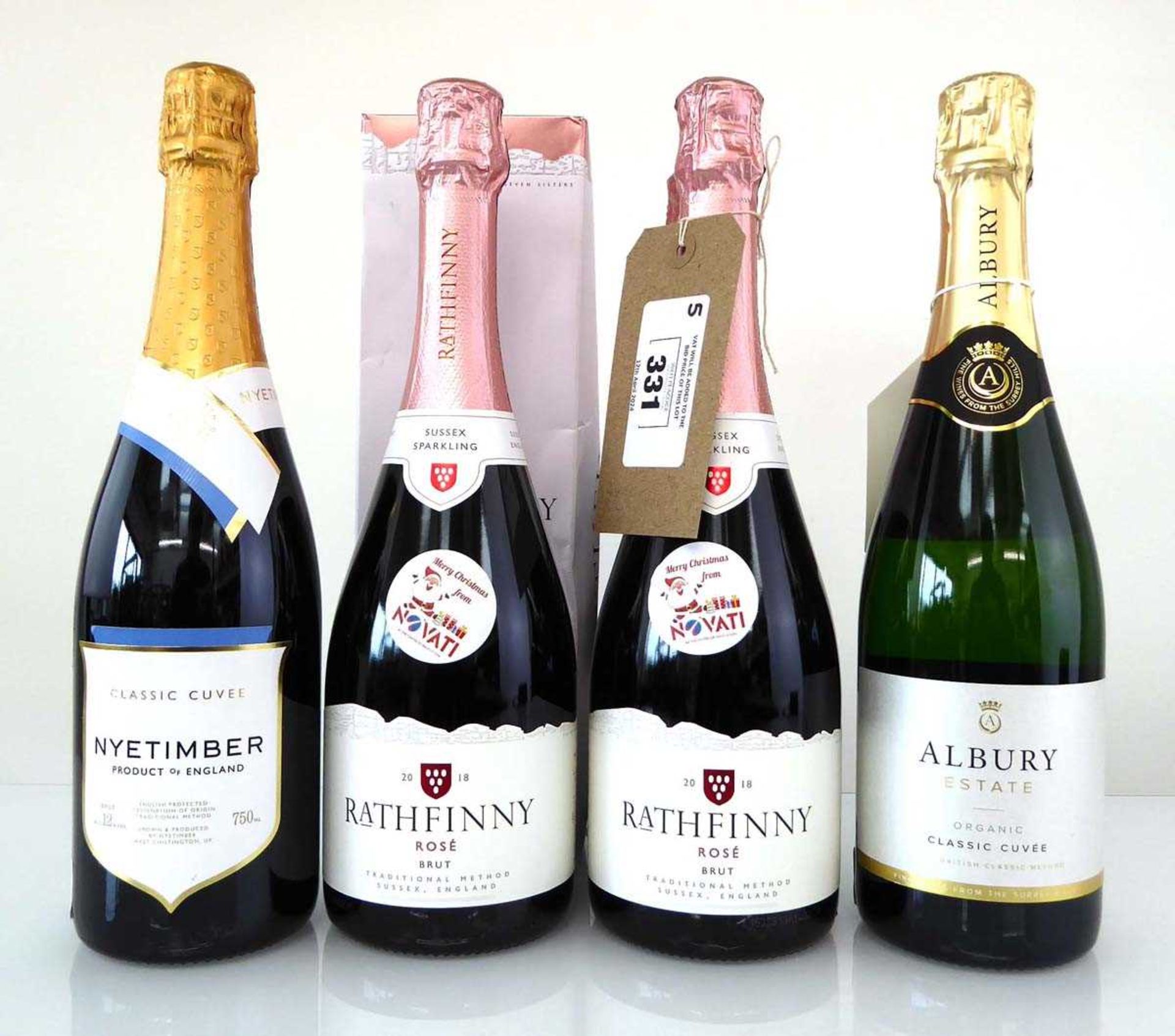 +VAT 5 bottles of Brit Fizz, 3x 2018 Rathfinny Estate Brut Rose Sussex 75cl, 1x Nyetimber Classic