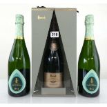 3 bottles of Harrods Premier Cru Brut Champagne, 1 with box