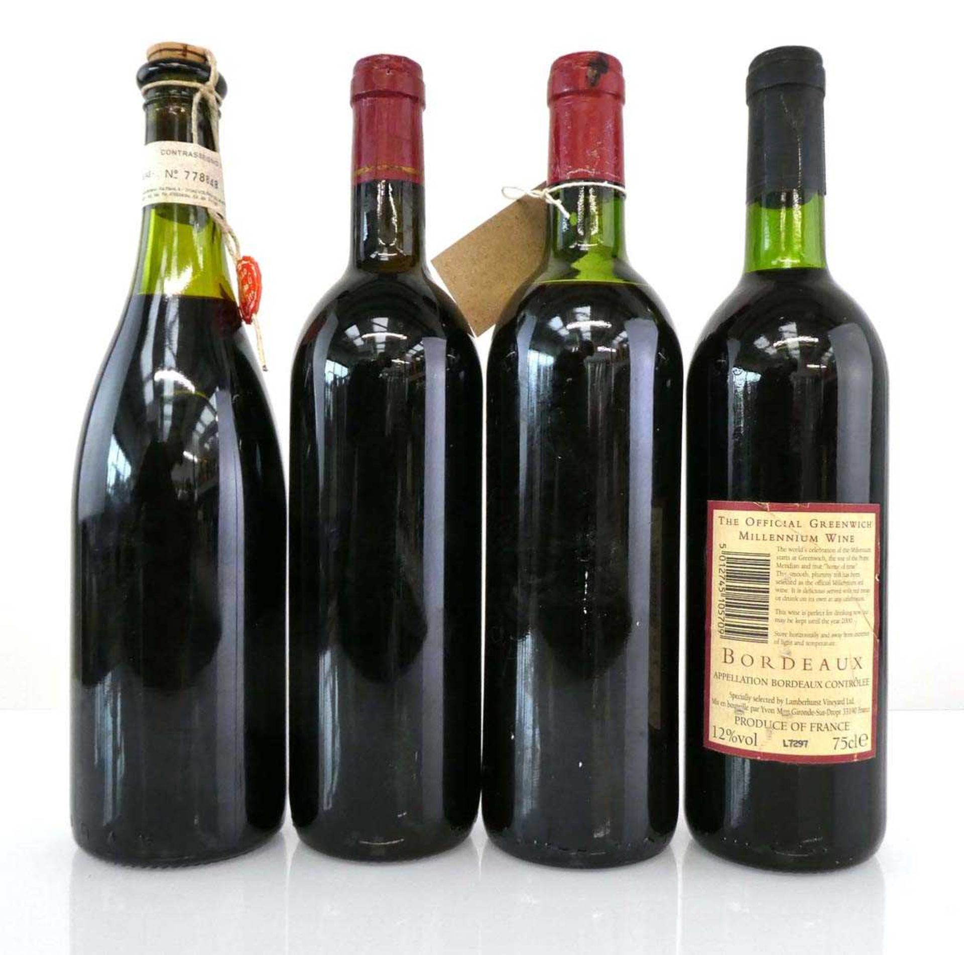 4 bottles, 1x 1983 Chateau Lassegue 1983 Saint-Emilion Grand Cru, France (ullage upper mid - Image 2 of 2