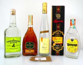 +VAT 5 bottles, 1x El Gobernador Reservado Pisco Chileno from Chile 40% 70cl, 1x Kvint Divin 1o