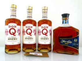 +VAT 4 bottles of Rum, 1x Flor de Cana 12 year old Rum from Nicaragua 40% 70cl & 3x Don Q Oak Barrel