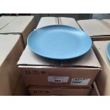 +VAT 2 boxes of 6 duck-egg blue speckled side plates, 22cm (12 in total)