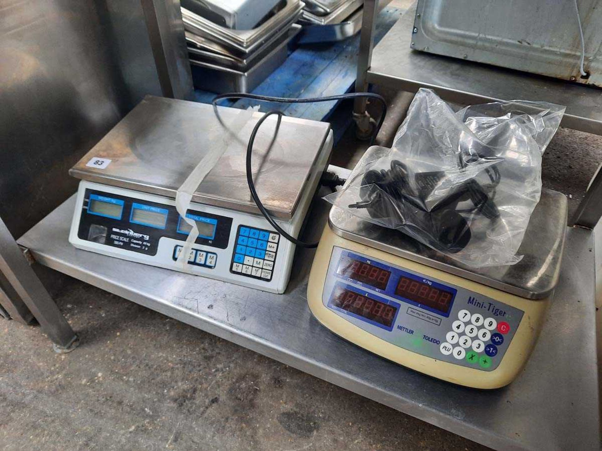 2 assorted digital weighing scales