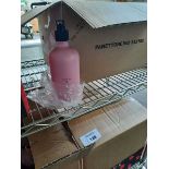 +VAT 6 boxes containing pink hand wash bottle and a box of pumps