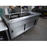 200cm electric mobile heated servery unit with 4 ceramic plate and large sliding cupboard under